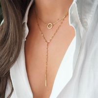 Stainless Steel 14K Gold Plated Fashion Plating Geometric Tassel Necklace main image 6