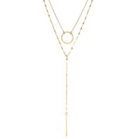 Stainless Steel 14K Gold Plated Fashion Plating Geometric Tassel Necklace sku image 2