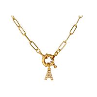 Fashion Geometric Letter Copper Necklace Inlay Zircon Stainless Steel Necklaces main image 3