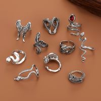 Hip-hop Vintage Style Snake Alloy Plating Artificial Gemstones Open Ring 1 Piece main image 1