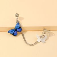 Fashion Butterfly Alloy Ear Studs Plating Artificial Rhinestones Copper Earrings sku image 1