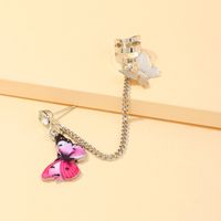 Fashion Butterfly Alloy Ear Studs Plating Artificial Rhinestones Copper Earrings sku image 4