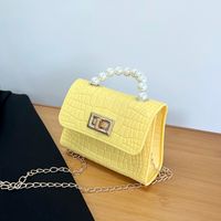 Women's Pu Leather Solid Color Fashion Pearl Square Flip Cover Crossbody Bag main image 5
