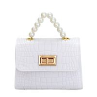 Women's Pu Leather Solid Color Fashion Pearl Square Flip Cover Crossbody Bag sku image 1
