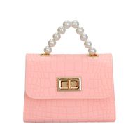Women's Pu Leather Solid Color Fashion Pearl Square Flip Cover Crossbody Bag sku image 2