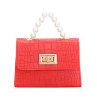 Women's Pu Leather Solid Color Fashion Pearl Square Flip Cover Crossbody Bag sku image 3