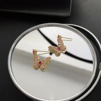 Sweet Butterfly Copper Earrings Inlay Zircon Copper Earrings main image 6