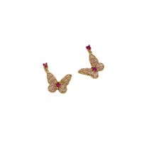 Sweet Butterfly Copper Earrings Inlay Zircon Copper Earrings main image 5