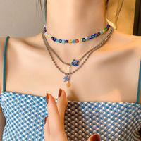 Fashion Geometric Titanium Steel Necklace Plating Colored Glaze Stainless Steel Necklaces main image 1