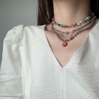 Fashion Geometric Titanium Steel Necklace Plating Colored Glaze Stainless Steel Necklaces main image 3