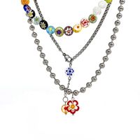 Fashion Geometric Titanium Steel Necklace Plating Colored Glaze Stainless Steel Necklaces main image 4