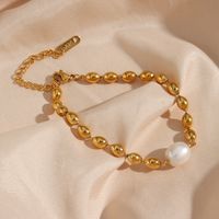 Retro Geometric Stainless Steel Pearl Plating Gold Plated Necklace main image 5