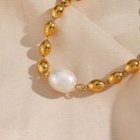 Retro Geometric Stainless Steel Pearl Plating Gold Plated Necklace main image 3