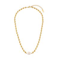 Retro Geometric Stainless Steel Pearl Plating Gold Plated Necklace main image 4