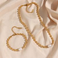 Retro Geometric Stainless Steel Pearl Plating Gold Plated Necklace main image 2