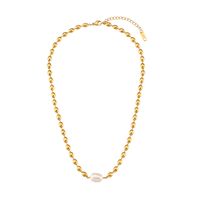 Retro Geometric Stainless Steel Pearl Plating Gold Plated Necklace sku image 2