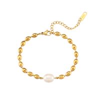 Retro Geometric Stainless Steel Pearl Plating Gold Plated Necklace sku image 1