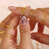 Fashion Geometric Palm Heart Shape Stainless Steel Hollow Out Gold Plated Open Ring main image 5