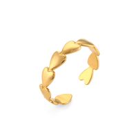 Fashion Geometric Palm Heart Shape Stainless Steel Hollow Out Gold Plated Open Ring sku image 1