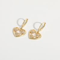 Fashion Heart Shape Copper Earrings Hollow Out Zircon Copper Earrings main image 1