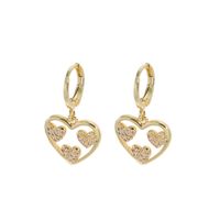 Fashion Heart Shape Copper Earrings Hollow Out Zircon Copper Earrings main image 2