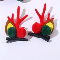 Christmas Headdress Antlers Barrettes Christmas Hairpin Hair Ball Duckbill Clip Cute Deer Barrettes sku image 28