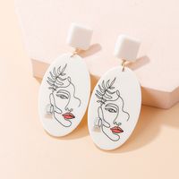 Fashion Portrait Flower Giraffe Arylic Slice Printing Painted Drop Earrings main image 5