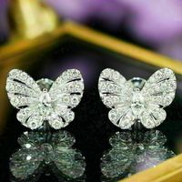Simple Style Butterfly Copper Ear Studs Plating Diamond Artificial Diamond Copper Earrings main image 3