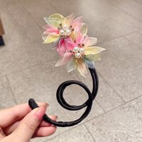Fashion Children's Bun Updo Updo Gadget Bow Colorful Flower Stem Headdress sku image 1