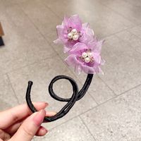 Fashion Children's Bun Updo Updo Gadget Bow Colorful Flower Stem Headdress sku image 3