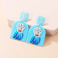 Cute Human Portrait Cartoon Character Arylic Printing Painted Drop Earrings sku image 1