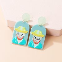 Cute Human Portrait Cartoon Character Arylic Printing Painted Drop Earrings sku image 4