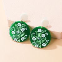 Cute Geometric Ditsy Floral Flower Arylic Printing Drop Earrings sku image 1