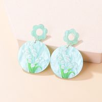 Cute Geometric Ditsy Floral Flower Arylic Printing Drop Earrings sku image 3