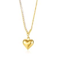 Fashion Heart Shape Stainless Steel Titanium Steel Pendant Necklace Plating Zircon Stainless Steel Necklaces sku image 2