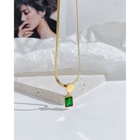 Stainless Steel Elegant Plating Square Zircon Necklace main image 1