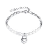Fashion Heart Shape Stainless Steel Freshwater Pearl Beaded Bracelets main image 4
