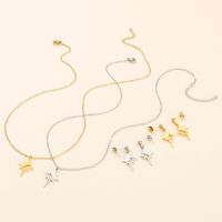 Fashion Lightning Stainless Steel No Inlaid Earrings Necklace main image 2