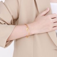 Fashion Geometric Stainless Steel Bangle Hollow Out No Inlaid Stainless Steel Bracelets main image 4