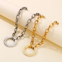 Fashion Circle Stainless Steel Artificial Rhinestones Bracelets Necklace 2 Pieces main image 4