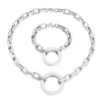 Fashion Circle Stainless Steel Artificial Rhinestones Bracelets Necklace 2 Pieces main image 3