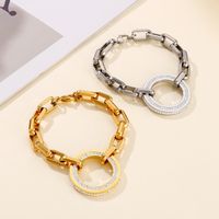 Fashion Circle Stainless Steel Artificial Rhinestones Bracelets Necklace 2 Pieces main image 2