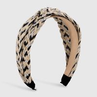 Ethnic Style Color Block Straw Knitting Knot Hair Band main image 5
