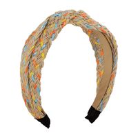 Ethnic Style Color Block Straw Knitting Knot Hair Band main image 4