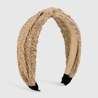 Ethnic Style Color Block Straw Knitting Knot Hair Band main image 3