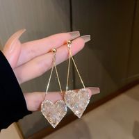 Fashion Heart Shape Flower Butterfly Alloy Inlay Artificial Crystal Zircon Earrings sku image 68