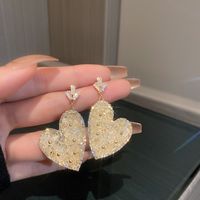 Fashion Heart Shape Flower Butterfly Alloy Inlay Artificial Crystal Zircon Earrings sku image 61