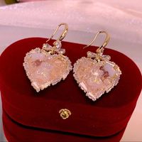 Fashion Heart Shape Crystal Inlay Rhinestones Earrings 1 Pair sku image 7