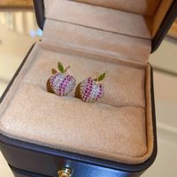 Fashion Heart Shape Flower Butterfly Alloy Inlay Artificial Crystal Zircon Earrings sku image 45