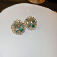 Fashion Heart Shape Flower Butterfly Alloy Inlay Artificial Crystal Zircon Earrings sku image 70